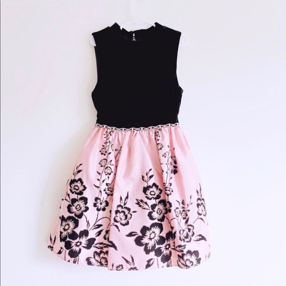 Little Girl Pink/Black Floral Print Dress 7